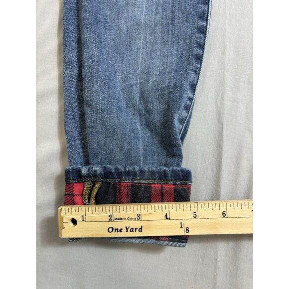 Judy Blue Skinny Fit Jeans Women's 11/30 Blue Red Plaid Patches Distressed Denim - Picture 2 of 7